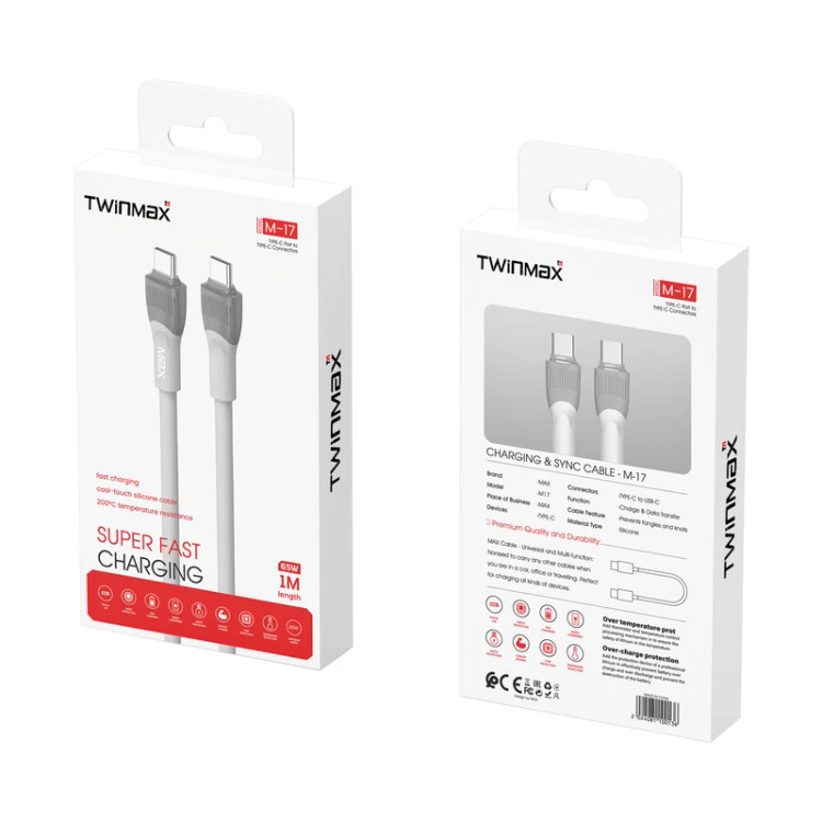 کابل USB-C تویین مکس مدل M-17 طول 1 متر