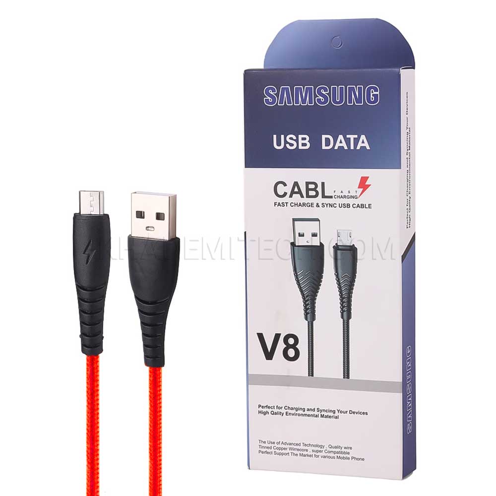 کابل شارژ میکرو طرح سامسونگ مدل SAMSUNG Micro USB V8 قرمز طول 1 متر