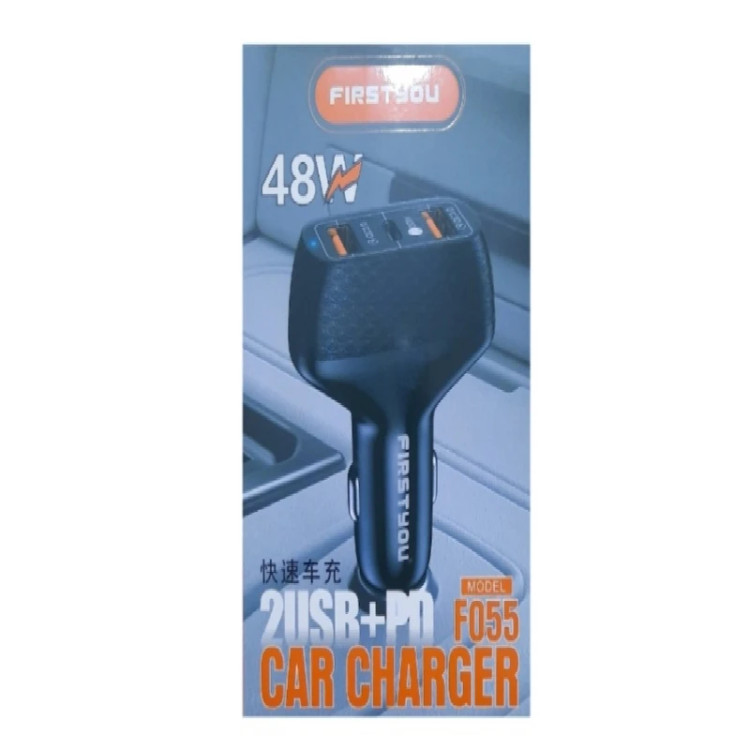 شارژر فندکی ماشین 3 پورت فرست یو 48 وات مدل F055