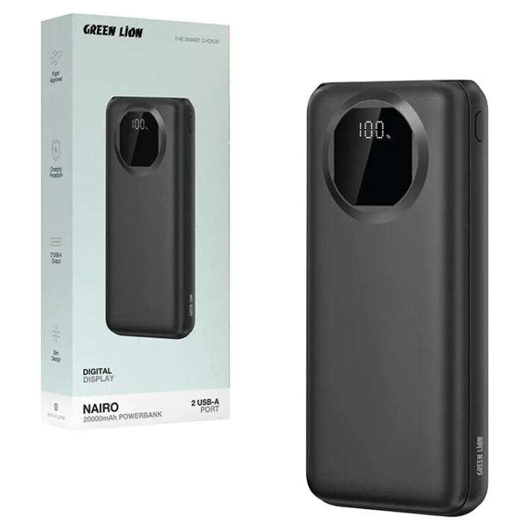پاور بانک گرین لاین Nairo GL-PX39 GNNAR20PB 12W ظرفیت 20000 میلی آمپر ساعت